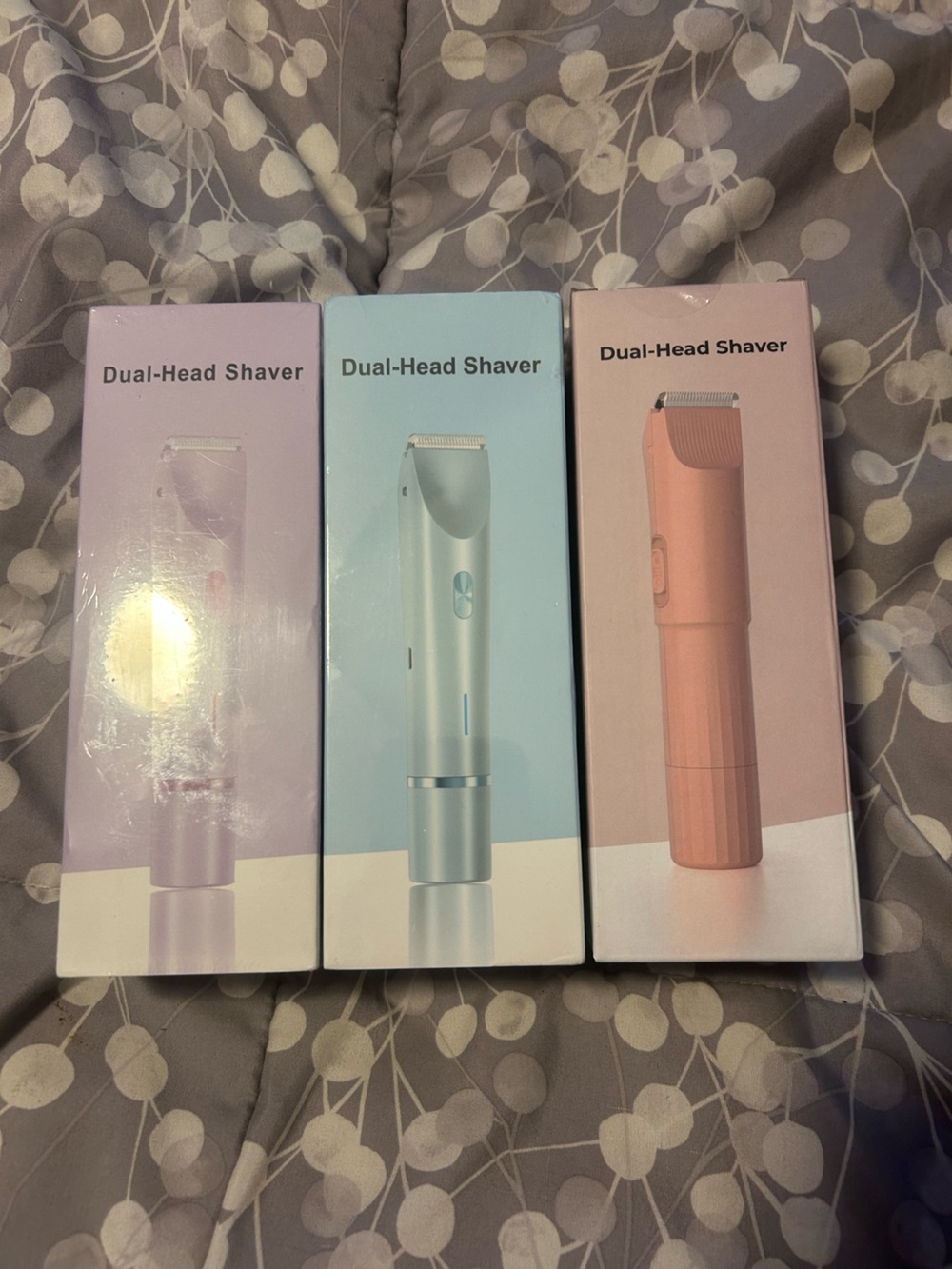 Dual-Head Shaver - Pastel Blue, Pink, Lavender bundle of 3